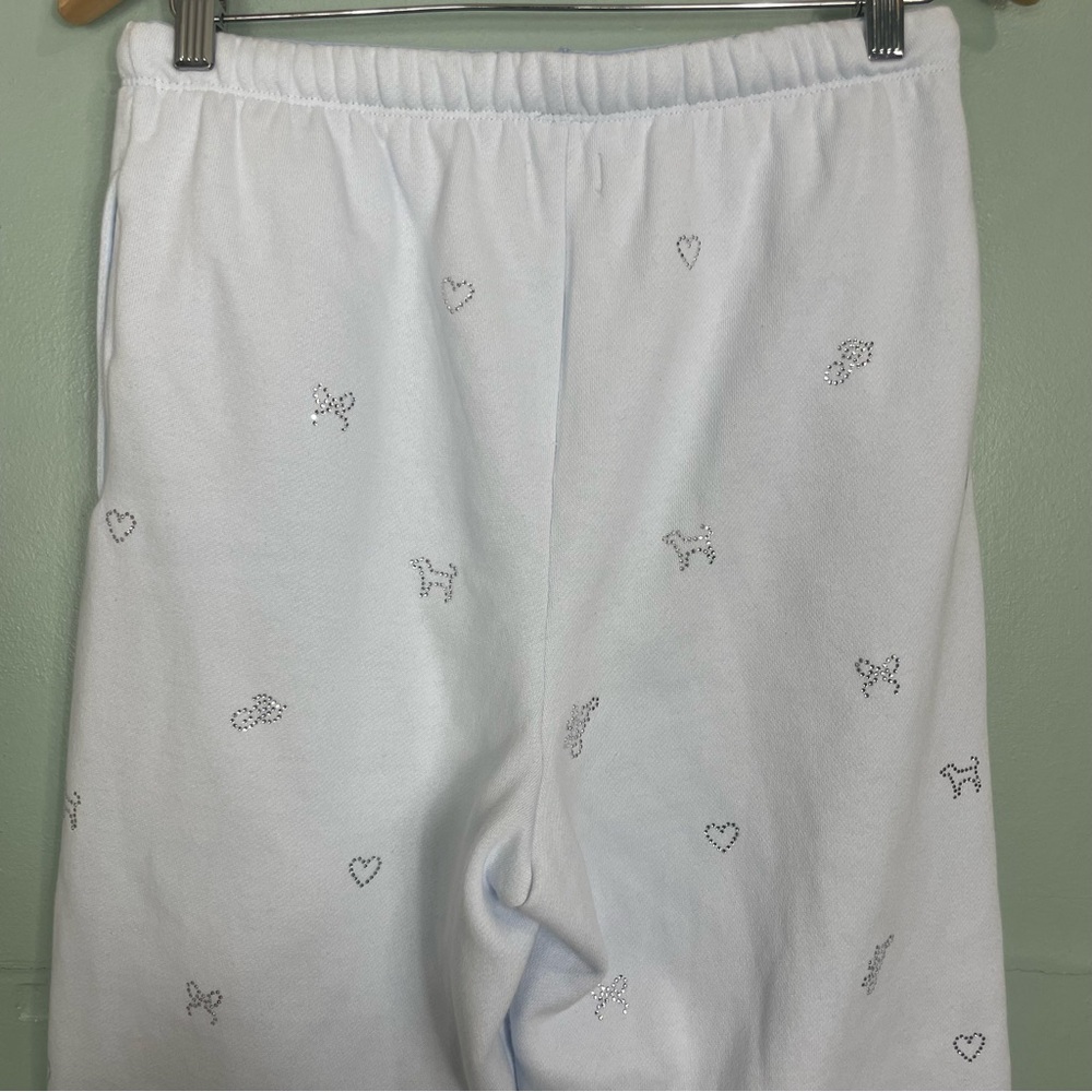 Victoria Secret Pink X LoveShackFancy Set Two Piece Sweatpants Hoodie Light Blue - Picture 5 of 16